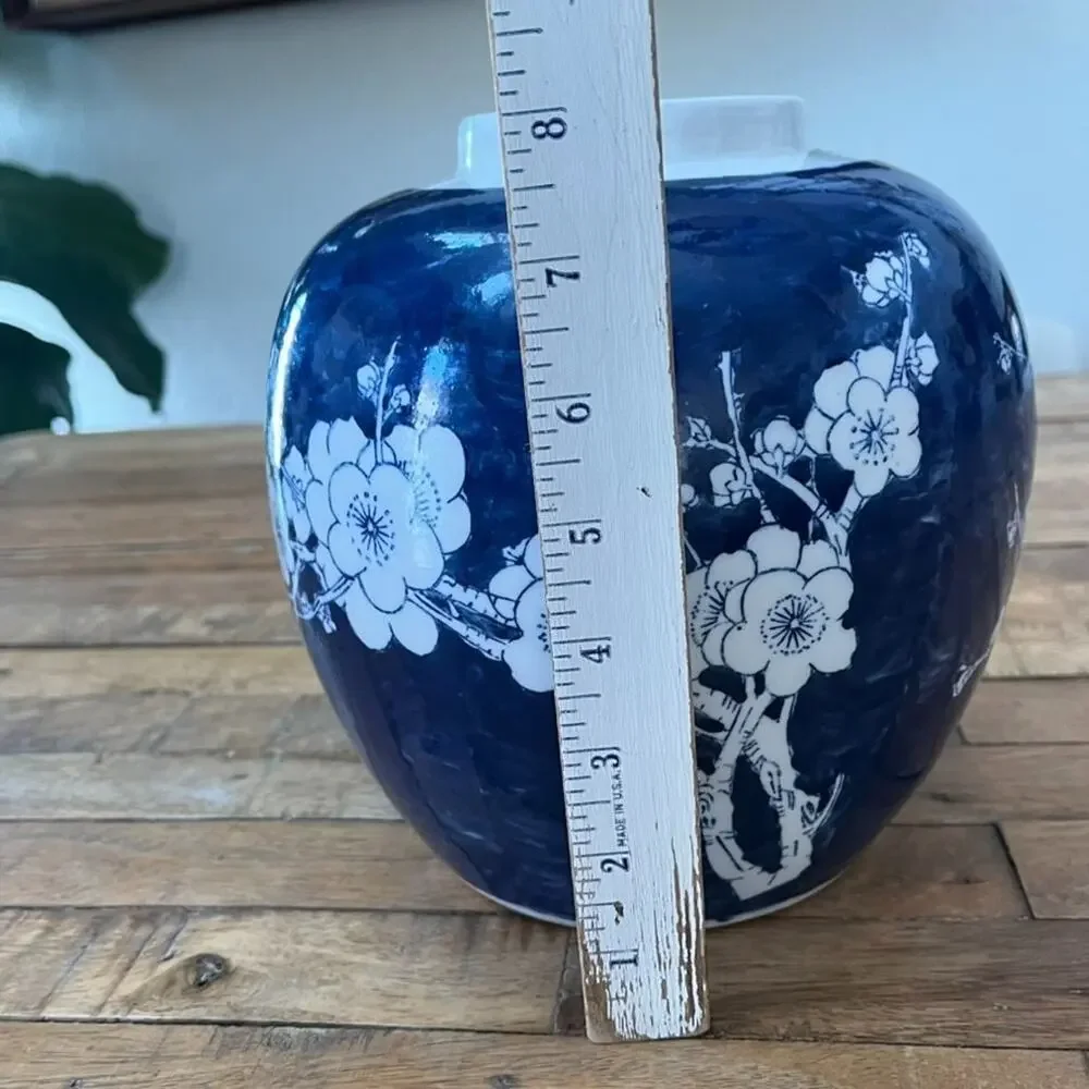 Chinese Porcelain Ginger Jar Blue White Prunus Blossoms 8
